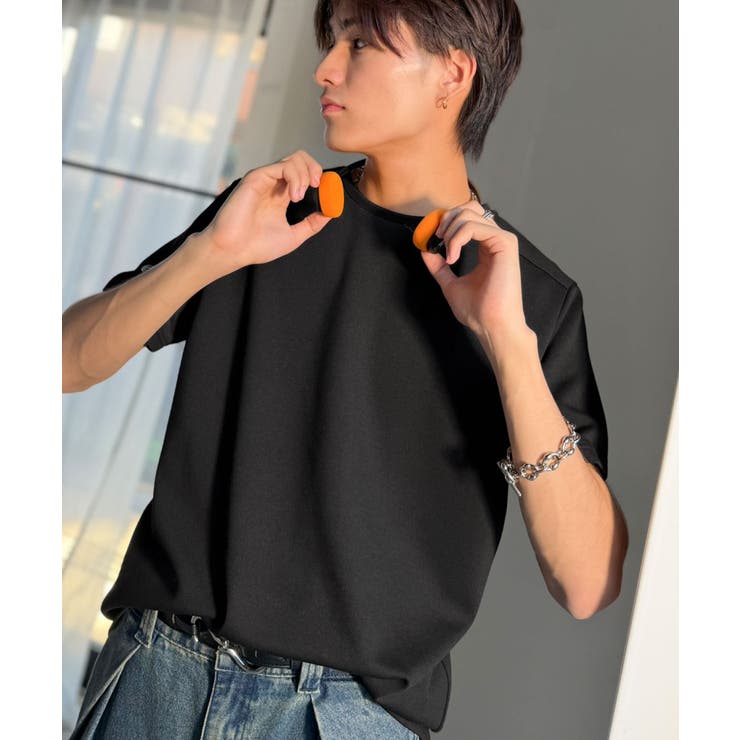 【接触冷感機能付き】肩切り替え袖刺繍ショート丈ダンボール素材Tシャツ Shoul… | Classical Elf Men | 詳細画像24 