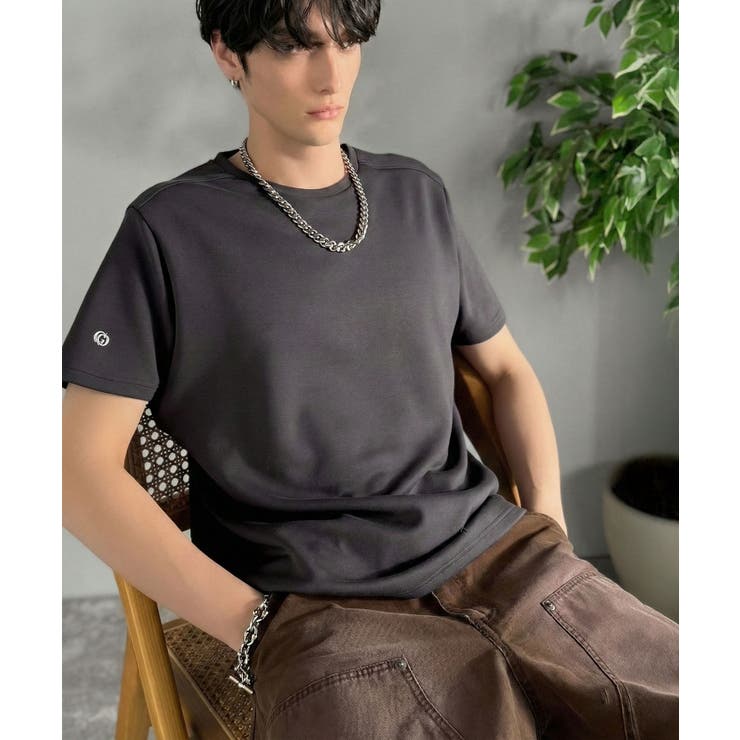 【接触冷感機能付き】肩切り替え袖刺繍ショート丈ダンボール素材Tシャツ Shoul… | Classical Elf Men | 詳細画像30 