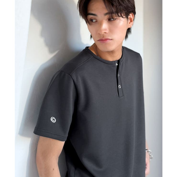 【接触冷感機能付き】肩切り替えショート丈ダンボール素材ヘンリーネックTシャツ S… | Classical Elf Men | 詳細画像26 