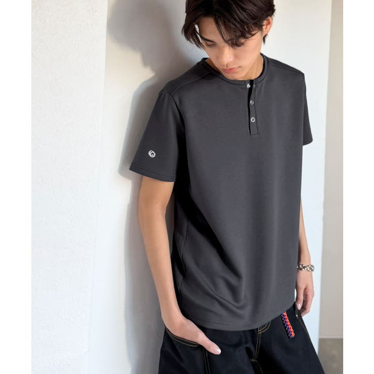 【接触冷感機能付き】肩切り替えショート丈ダンボール素材ヘンリーネックTシャツ S… | Classical Elf Men | 詳細画像30 