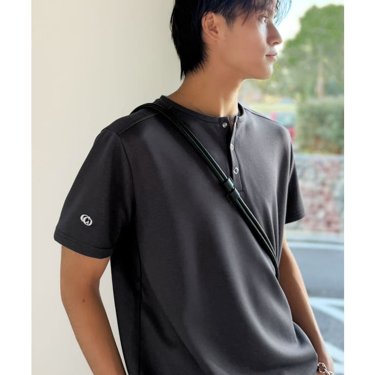 【接触冷感機能付き】肩切り替えショート丈ダンボール素材ヘンリーネックTシャツ S… | Classical Elf Men | 詳細画像31 
