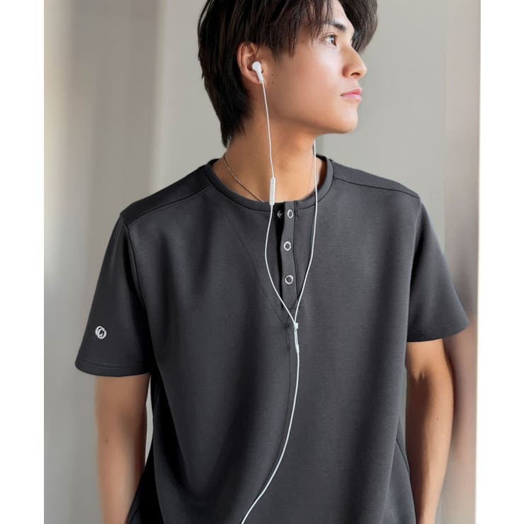 【接触冷感機能付き】肩切り替えショート丈ダンボール素材ヘンリーネックTシャツ S… | Classical Elf Men | 詳細画像33 