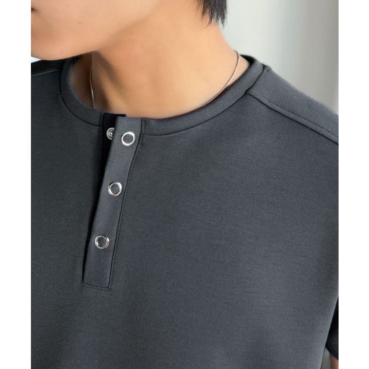 【接触冷感機能付き】肩切り替えショート丈ダンボール素材ヘンリーネックTシャツ S… | Classical Elf Men | 詳細画像37 