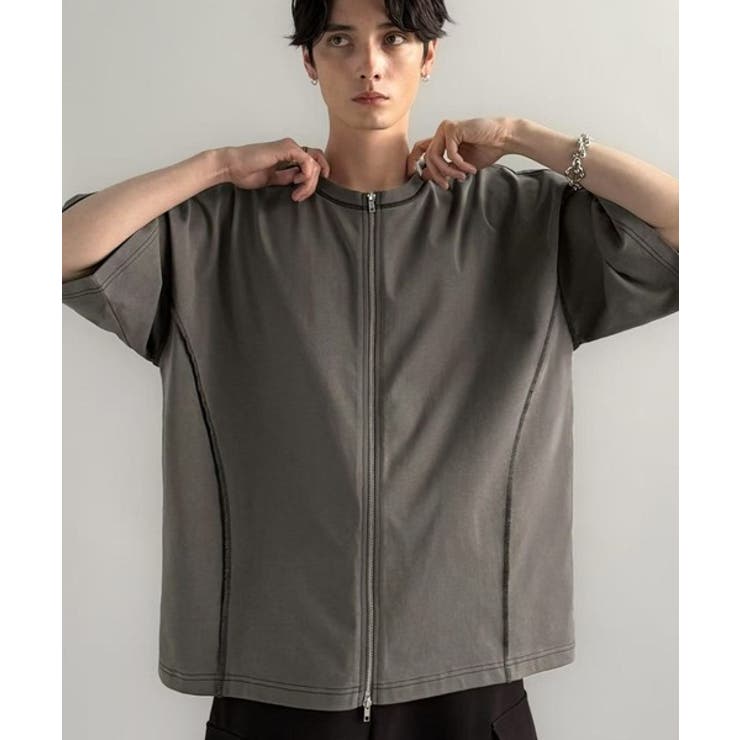 チャコールグレー | 「1枚でも羽織でも。」インサイドアウト仕様2wayダブルジップTシャツ | Classical Elf Men