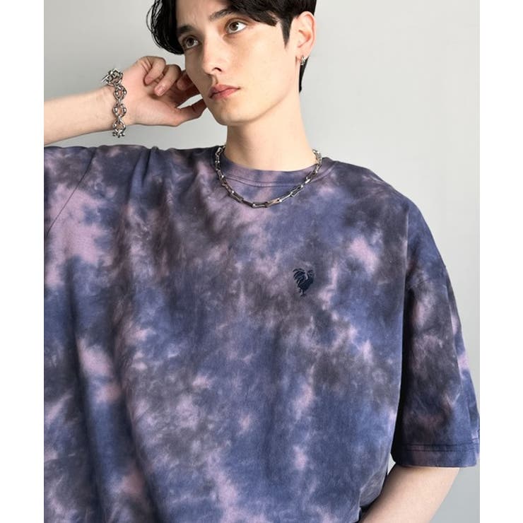 視線を独り占め。」タイダイ染め刺繍入りオーバーサイズTシャツ