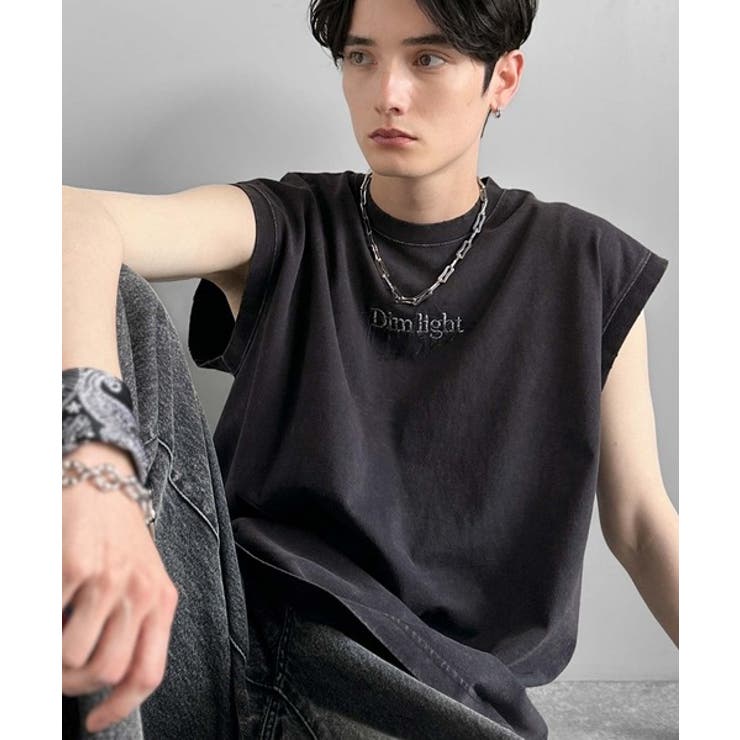 紐刺繍スノーウォッシュ加工ノースリーブTシャツ String Embroider… | Classical Elf Men | 詳細画像3 