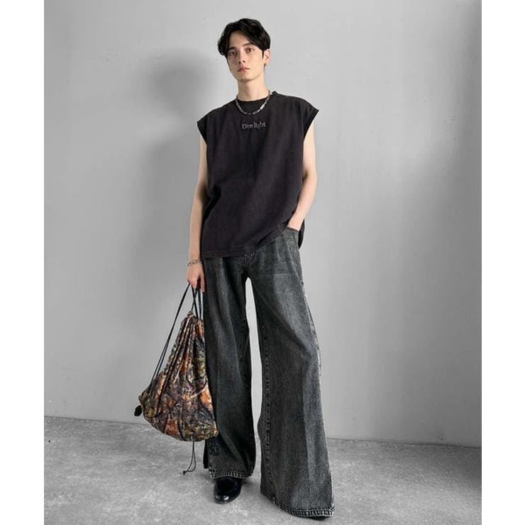 紐刺繍スノーウォッシュ加工ノースリーブTシャツ String Embroider… | Classical Elf Men | 詳細画像6 