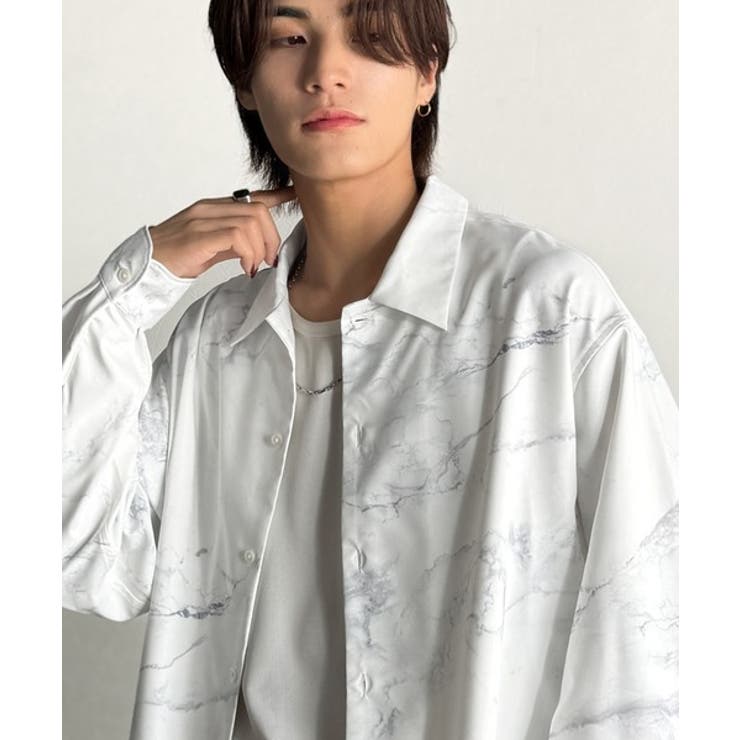 「都会的スタイル」。総柄ドレープキャンプカラーシャツ Relaxed Drape | Classical Elf Men | 詳細画像3 
