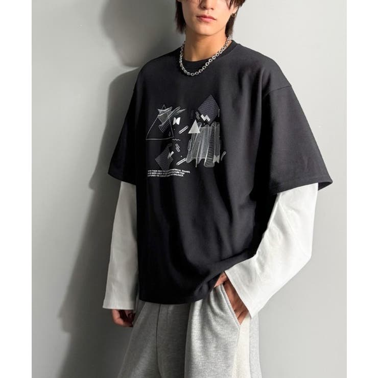 【Classical Origin】幾何学柄ポンチ素材レイヤードTシャツ(長袖)… | Classical Elf Men | 詳細画像17 