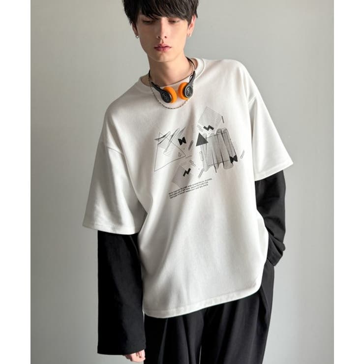 【Classical Origin】幾何学柄ポンチ素材レイヤードTシャツ(長袖)… | Classical Elf Men | 詳細画像1 