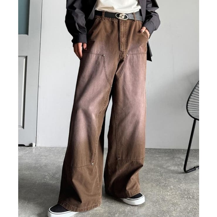 ブラウン | 「無骨さを纏う。」綿100％ダック素材ダブルニーデザインパンツ Duck | Classical Elf Men