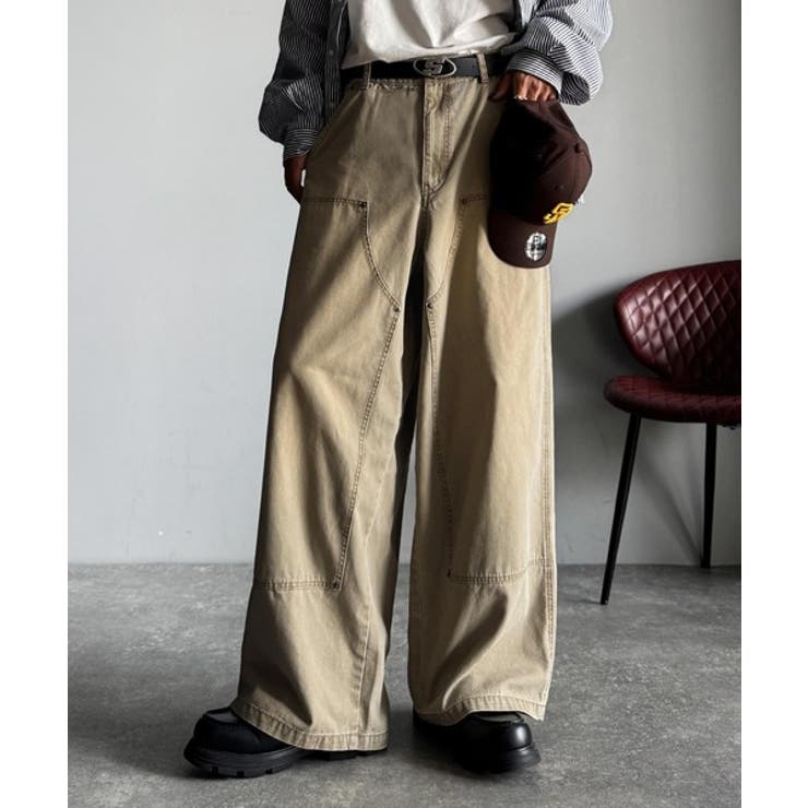 ベージュ | 「無骨さを纏う。」綿100％ダック素材ダブルニーデザインパンツ Duck | Classical Elf Men