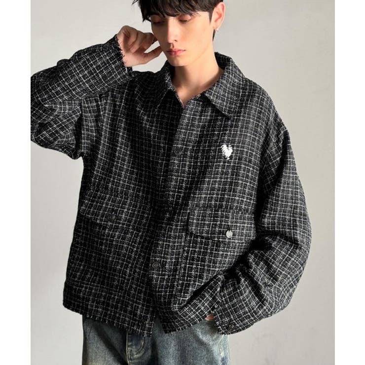 ブラック | 【Classical Origin】「今季トレンド。」ツイード素材ショート丈ジャ… | Classical Elf Men