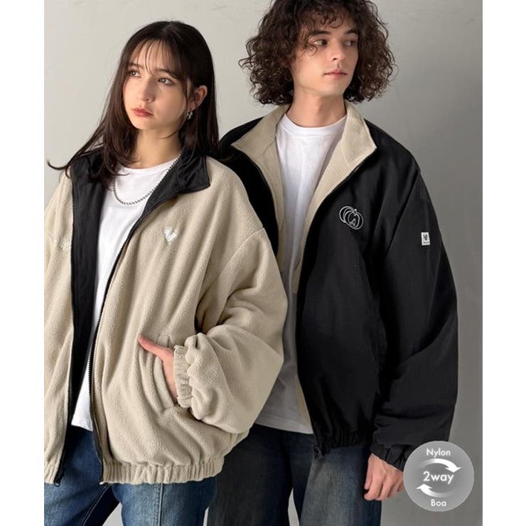 これ1着で実質2着分の価値。」ナイロン×ボア2wayリバーシブル胸元刺繍