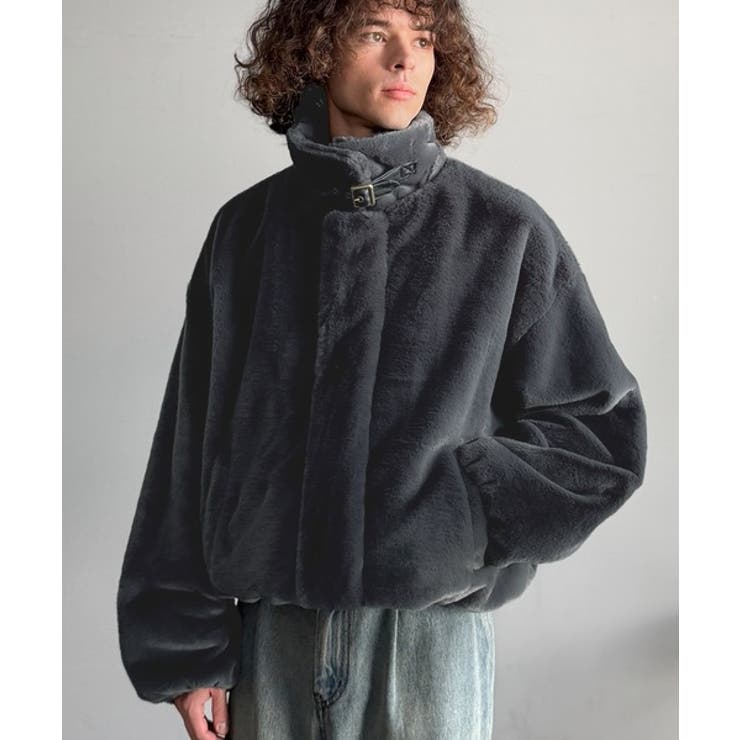 チャコールグレー | 「3wayアレンジ可能。」ベルト襟フェイクファー素材ジャケット Belted | Classical Elf Men
