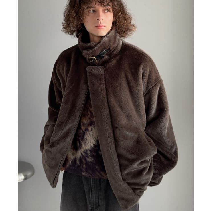 ブラウン | 「3wayアレンジ可能。」ベルト襟フェイクファー素材ジャケット Belted | Classical Elf Men