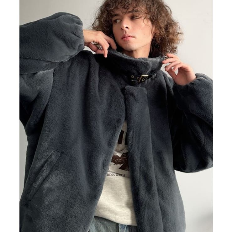 「3wayアレンジ可能。」ベルト襟フェイクファー素材ジャケット Belted | Classical Elf Men | 詳細画像1 