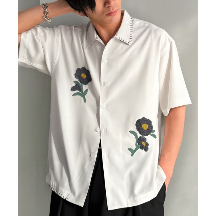 【接触冷感機能付き】サガラ刺繍フラワーステッチシャツ Cool Touch | Classical Elf Men | 詳細画像7 