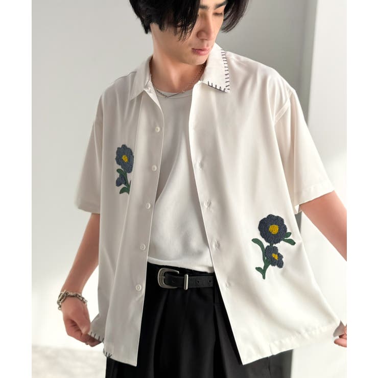 【接触冷感機能付き】サガラ刺繍フラワーステッチシャツ Cool Touch | Classical Elf Men | 詳細画像8 