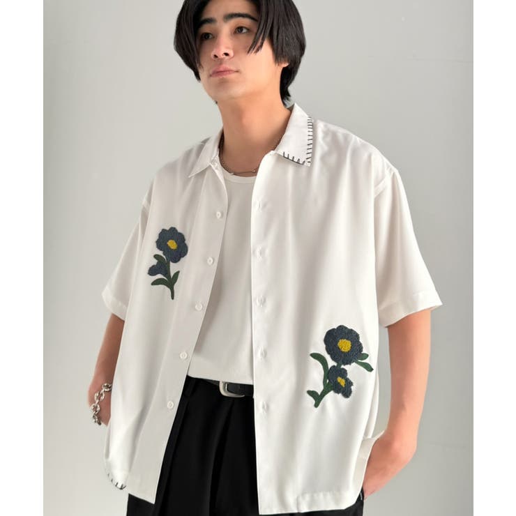 【接触冷感機能付き】サガラ刺繍フラワーステッチシャツ Cool Touch | Classical Elf Men | 詳細画像5 