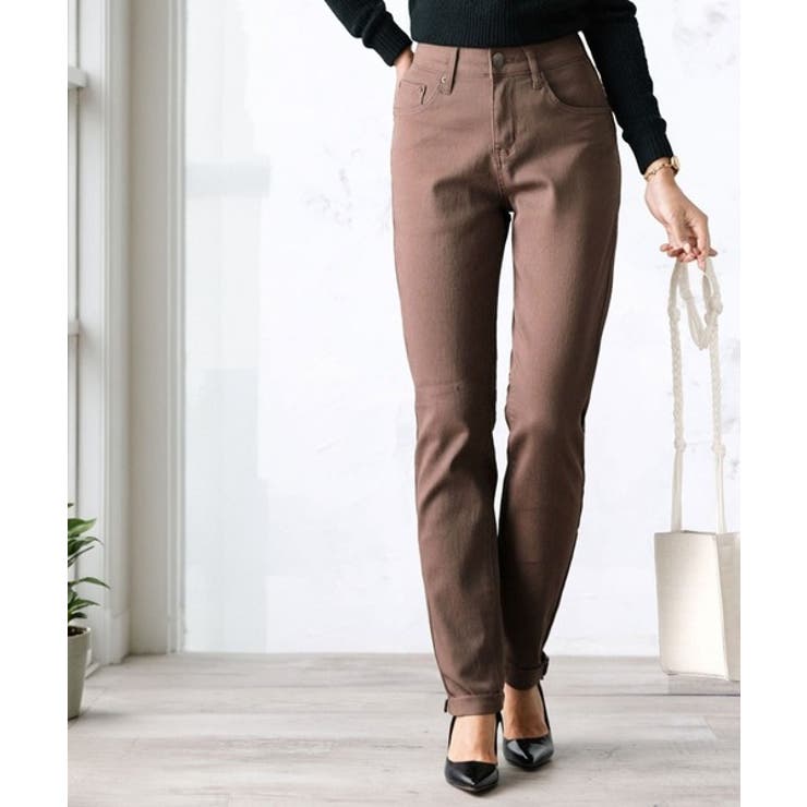 ブラウン | スーパーストレッチスキニー無地レギュラーデニム&チノパンツ(フルレングス) | Classical Elf 