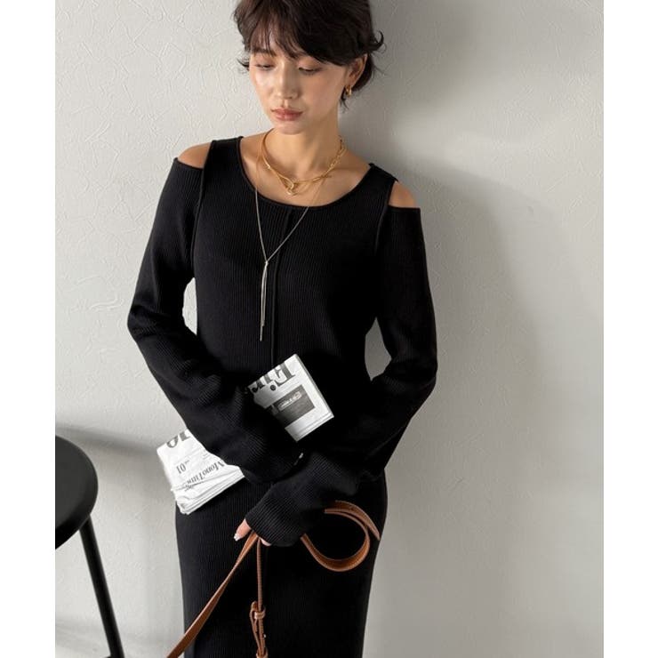 ヘルシーに大人の肌魅せ。肩開きニットワンピース | Classical Elf  | 詳細画像8 