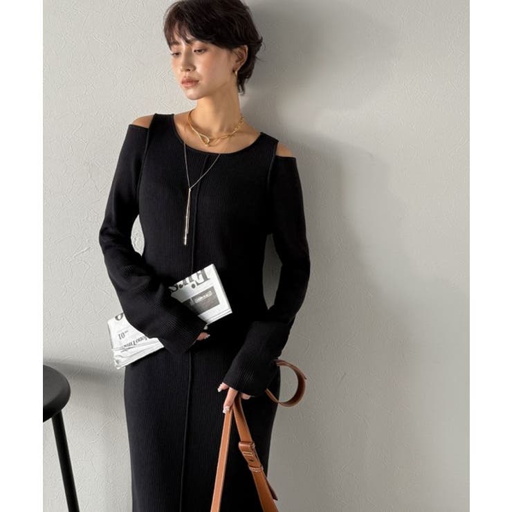 ヘルシーに大人の肌魅せ。肩開きニットワンピース | Classical Elf  | 詳細画像9 