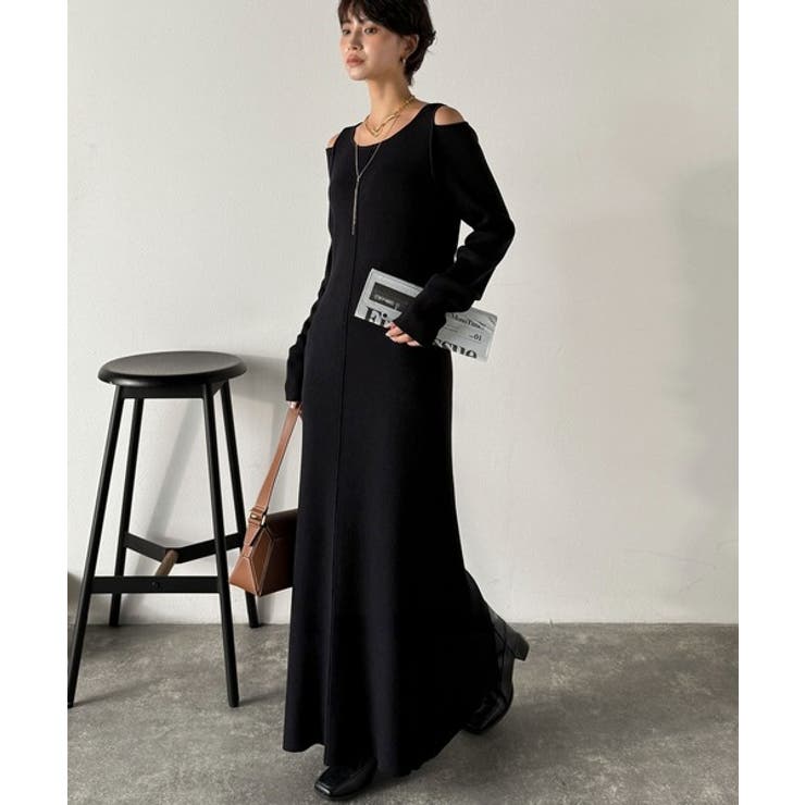 ヘルシーに大人の肌魅せ。肩開きニットワンピース | Classical Elf  | 詳細画像1 