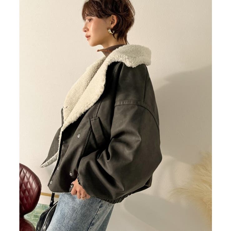 着こなす、こなれ感。ヴィンテージ加工ライダースボアジャケット | Classical Elf  | 詳細画像10 