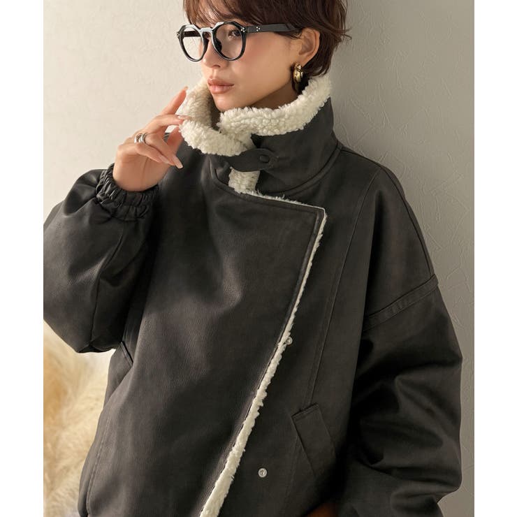 着こなす、こなれ感。ヴィンテージ加工ライダースボアジャケット | Classical Elf  | 詳細画像3 