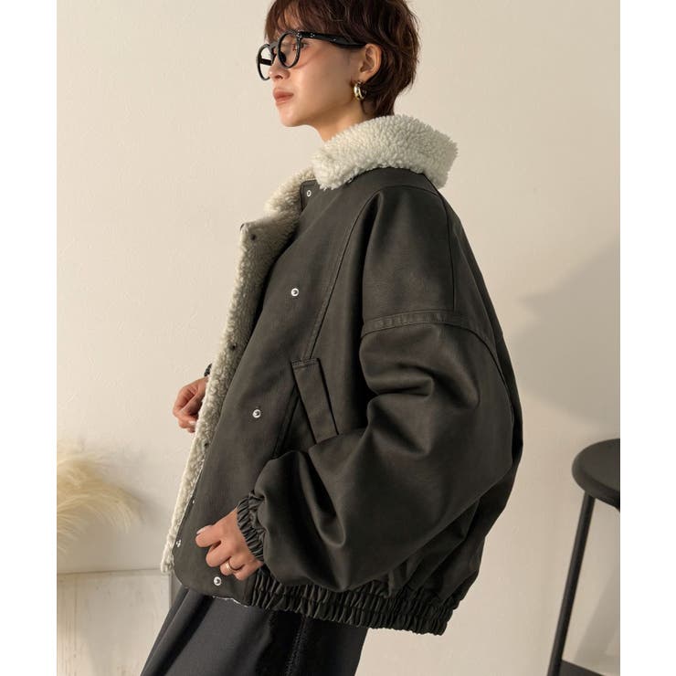 着こなす、こなれ感。ヴィンテージ加工ライダースボアジャケット | Classical Elf  | 詳細画像5 