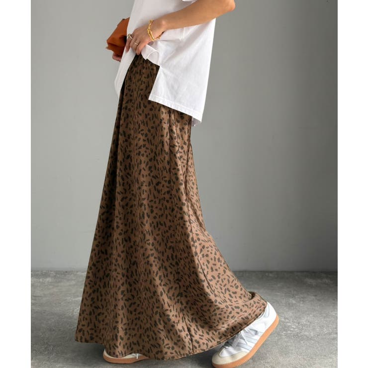 ブラウンレオパード | 【Classical Evon】上品な落ち感で魅せる、サテンの美しさ。ウエストギ… | Classical Elf 