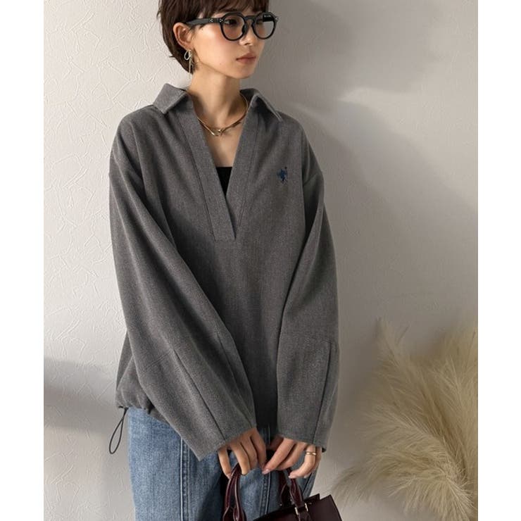 優しい温もり、上品見え。圧縮ニット襟付きキーネックプルオーバー | Classical Elf  | 詳細画像7 