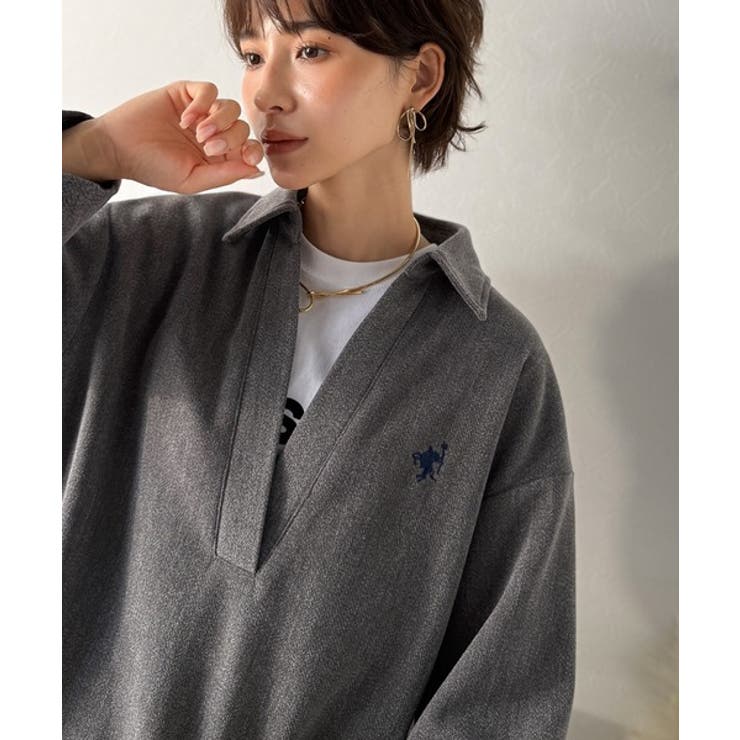 優しい温もり、上品見え。圧縮ニット襟付きキーネックプルオーバー | Classical Elf  | 詳細画像13 