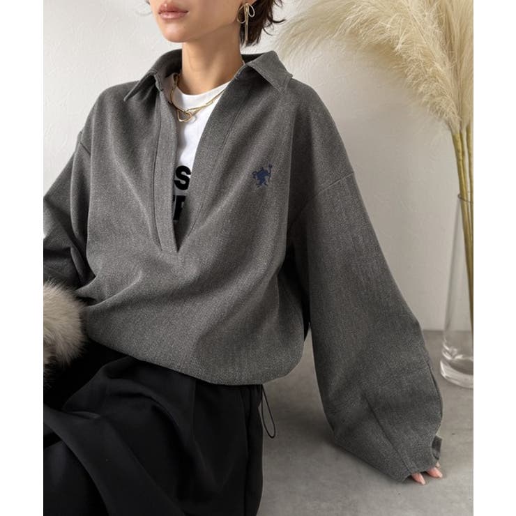 優しい温もり、上品見え。圧縮ニット襟付きキーネックプルオーバー | Classical Elf  | 詳細画像15 