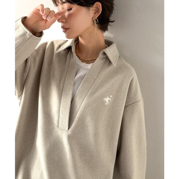 優しい温もり、上品見え。圧縮ニット襟付きキーネックプルオーバー | Classical Elf  | 詳細画像31 