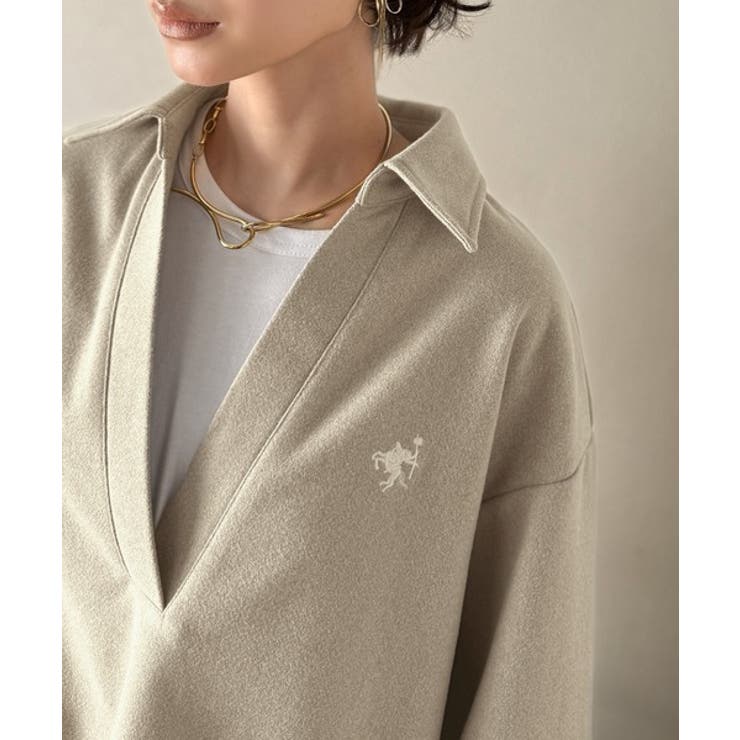 優しい温もり、上品見え。圧縮ニット襟付きキーネックプルオーバー | Classical Elf  | 詳細画像45 