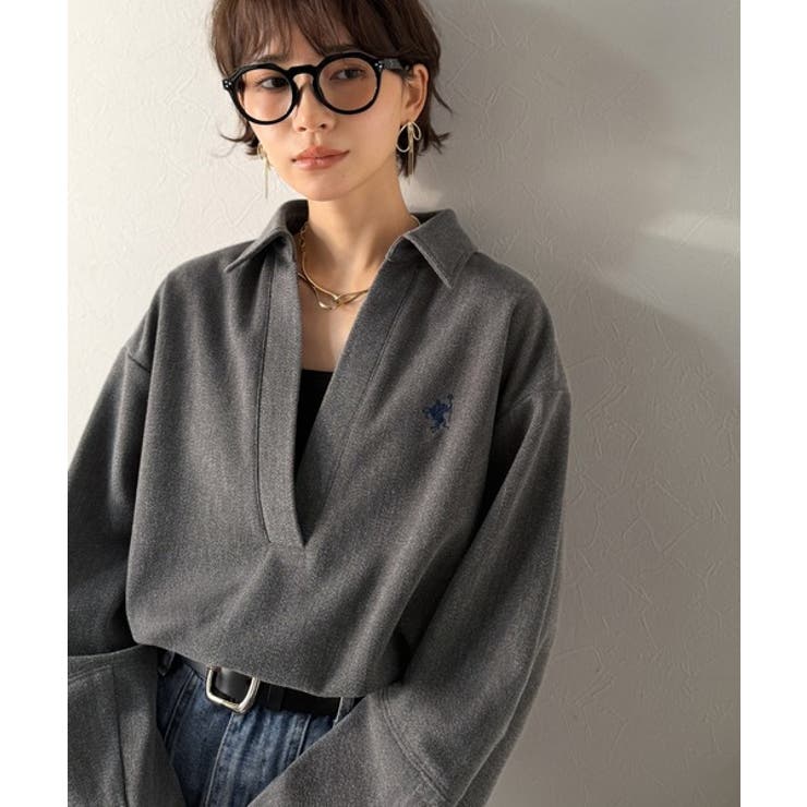 優しい温もり、上品見え。圧縮ニット襟付きキーネックプルオーバー | Classical Elf  | 詳細画像2 