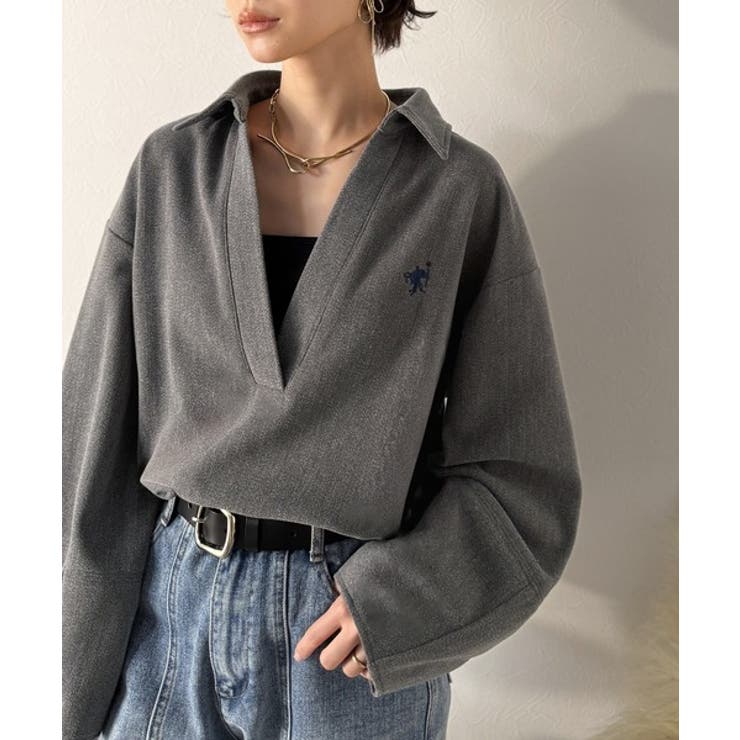 優しい温もり、上品見え。圧縮ニット襟付きキーネックプルオーバー | Classical Elf  | 詳細画像3 