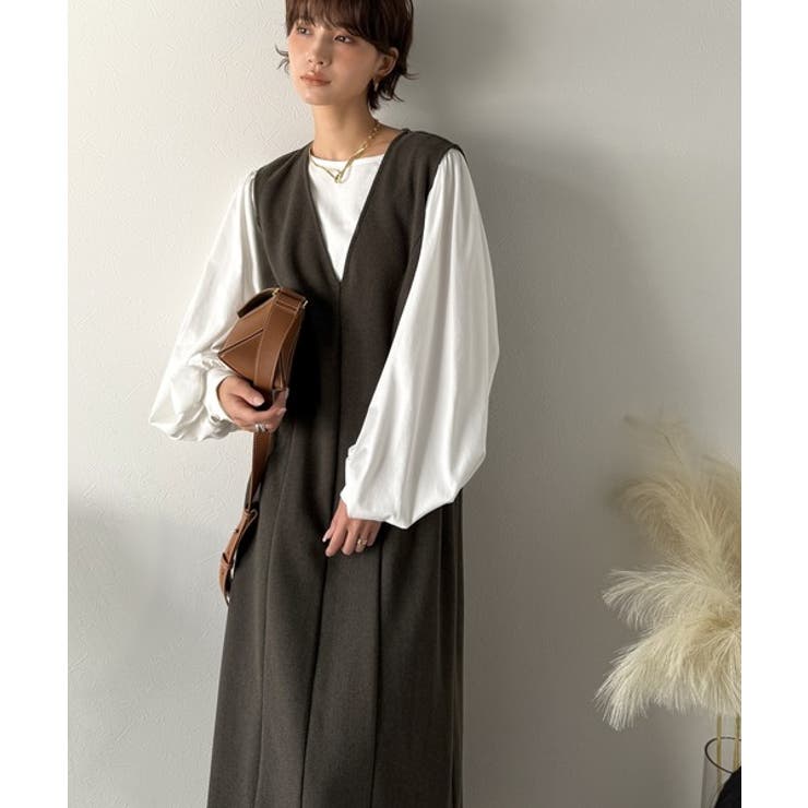 一枚で決まる、凛とした美しさ。Vネックウエストタックワンピース | Classical Elf  | 詳細画像9 