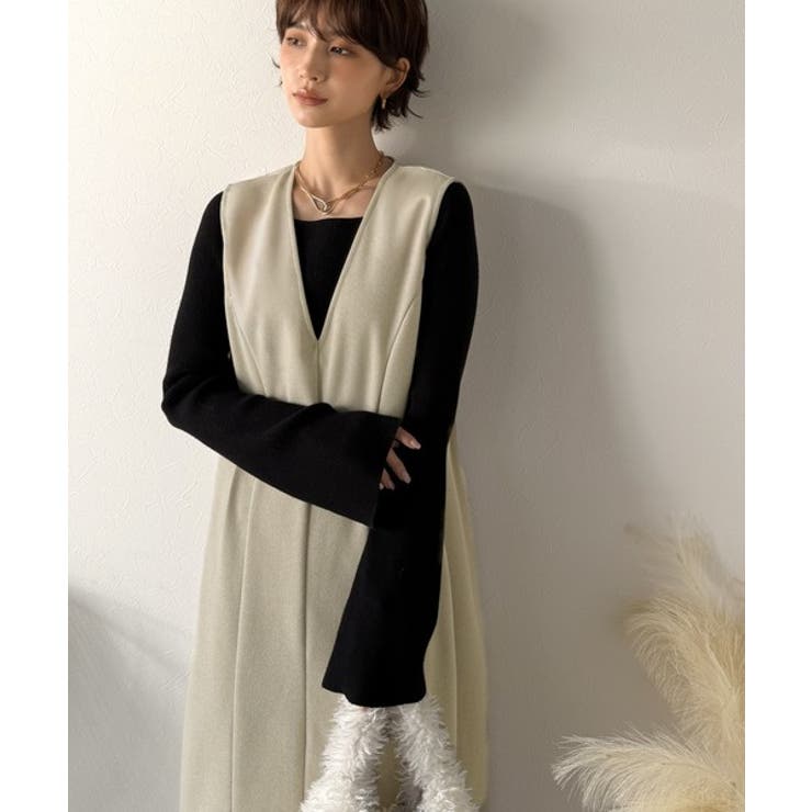 一枚で決まる、凛とした美しさ。Vネックウエストタックワンピース | Classical Elf  | 詳細画像16 