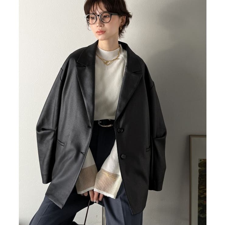 ブラック | 【Classical Evon】羽織るだけで上品ハンサム。レザー風加工スエード袖… | Classical Elf 