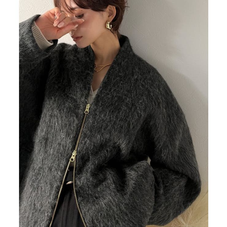 ブラック | この高級感、思わず手に取りたくなる。シャギーノーカラーコート | Classical Elf 