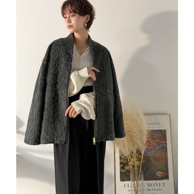 この高級感、思わず手に取りたくなる。シャギーノーカラーコート[品番