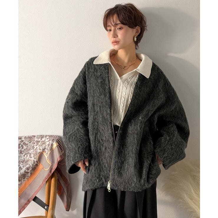 この高級感、思わず手に取りたくなる。シャギーノーカラーコート[品番