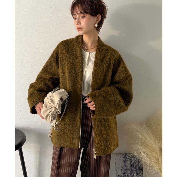 この高級感、思わず手に取りたくなる。シャギーノーカラーコート[品番