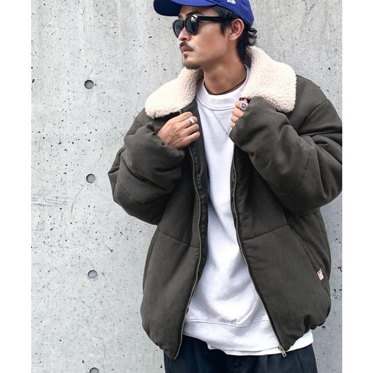 Javaジャバコラボ》軽くてあったか。襟ボアスエード中綿JK[品番