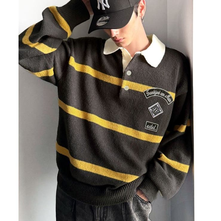 《JaVaジャバコラボ》ワッペンデザインラガーポロニット（長袖） | Classical Elf Men | 詳細画像1 