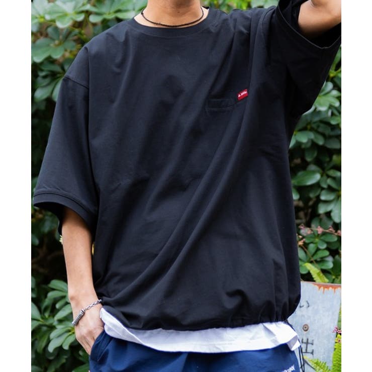 ブラック | 綿100％。大人のこなれカジュアル。シルケット素材裾ドロストオーバーサイズTシャ… | Classical Elf Men