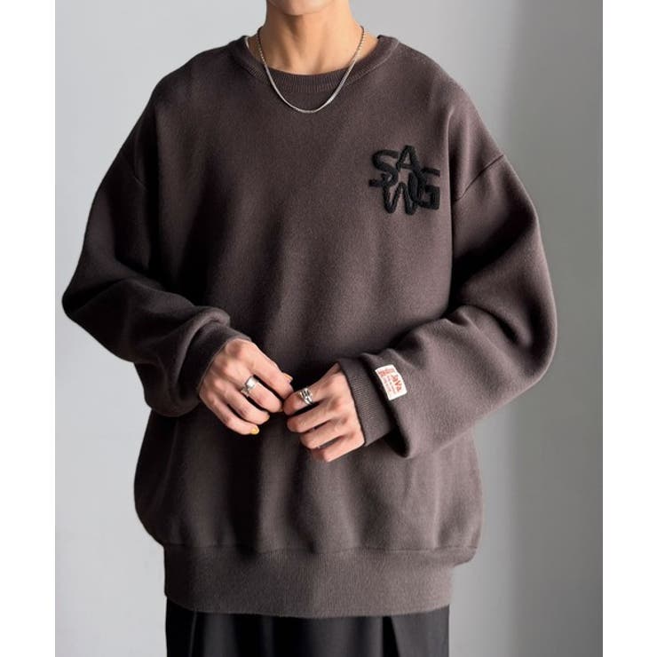 《JaVaジャバコラボ》立体編みで飾る個性。サガラ刺繍風ロゴオーバーサイズニット | Classical Elf Men | 詳細画像11 